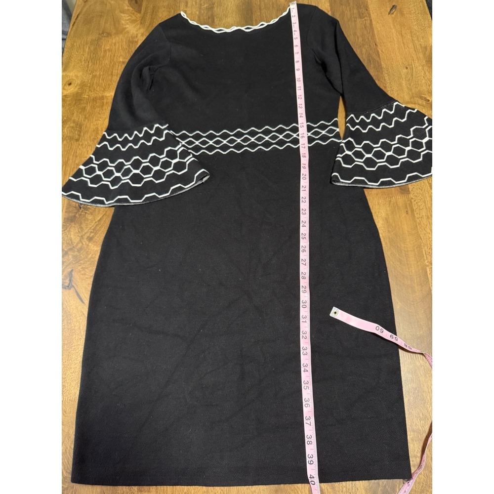 EUC Womens Danny and Nicole black and white sweater dress bell sleeve size S - Picture 4 of 9